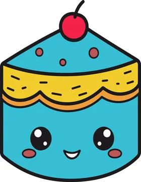 Cute Slice of Cake Cartoon Stock Illustration