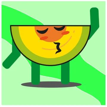 Cute slice of melonfruit cartoon face mascot character with hand and leg vect Stock Illustration