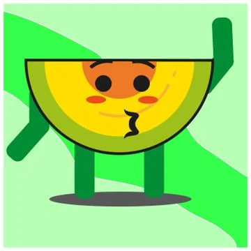 Cute slice of melonfruit cartoon face mascot character with hand and leg vect Stock Illustration