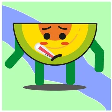 Cute slice of melonfruit cartoon face mascot character with hand and leg vect Stock Illustration