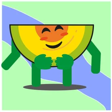 Cute slice of melonfruit cartoon face mascot character with hand and leg vect Stock Illustration