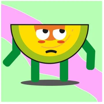 Cute slice of melonfruit cartoon face mascot character with hand and leg vect Stock Illustration