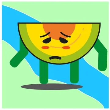 Cute slice of melonfruit cartoon face mascot character with hand and leg vect Stock Illustration