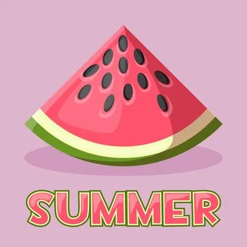 Cute slice watermelon, fruit image. Summer time Illustrazione stock