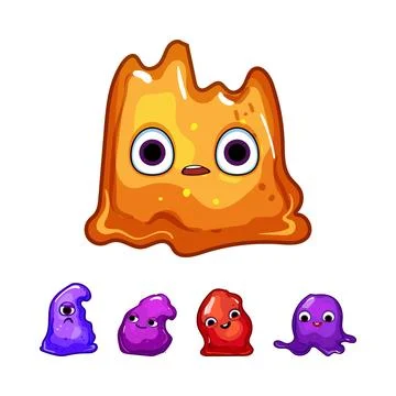 Cute slime characters expressing various emotions and feelings Stock Illustration