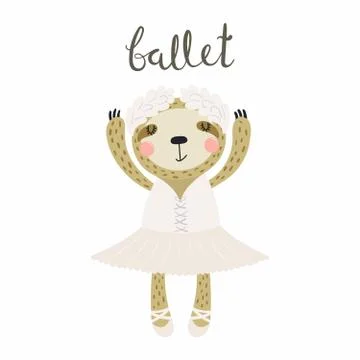 Cute sloth ballerina Stock Illustration