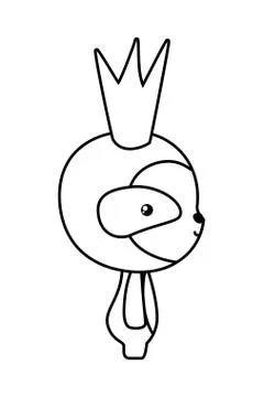 Cute sloth bear with crown vector design Stock Illustration