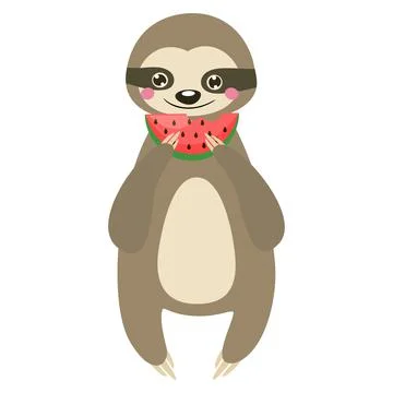Cute sloth in cartoon style. Vector illustration. Stock Illustration