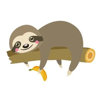 Cute sloth in cartoon style. Vector illustration. Stock Illustration