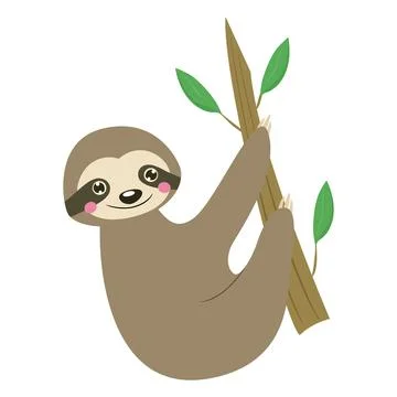 Cute sloth in cartoon style. Vector illustration. Stock Illustration