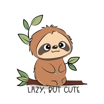 Cute sloth in cartoon style. Vector illustration. Stock Illustration