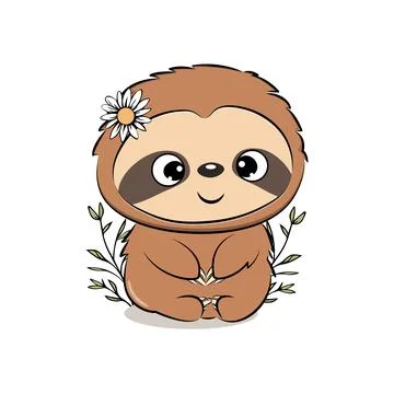 Cute sloth in cartoon style. Vector illustration. Stock Illustration
