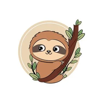 Cute sloth in cartoon style. Vector illustration. Stock Illustration