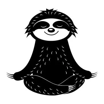 Cute Sloth Character does yoga, Meditates, vector isolated Stock Illustration