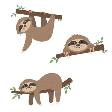 Cute sloth characters for decoration Stock Illustration