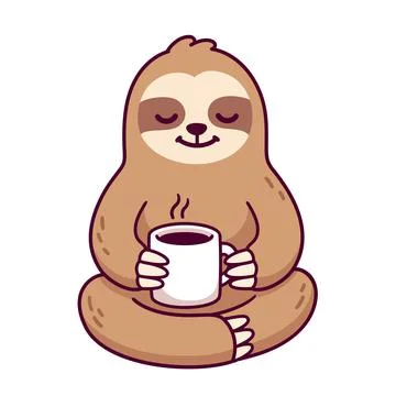 Cute sloth with cup of coffee Stock Illustration