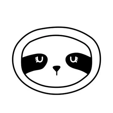 Cute sloth face cartoon line style icon vector design Stock Illustration