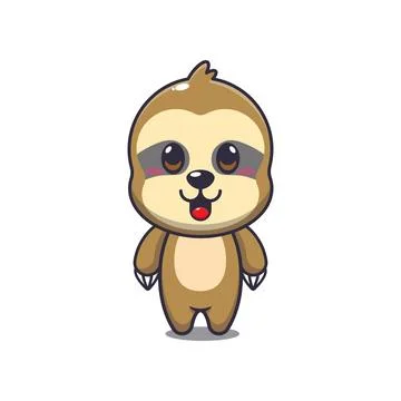Cute sloth mascot cartoon vector illustration Stock Illustration