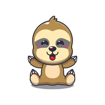 Cute sloth mascot cartoon vector illustration Stock Illustration