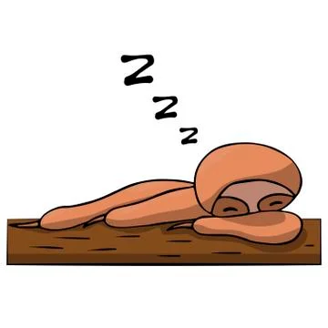 Cute sloth sleeping on a tree. isolated vector illustration Illustrazione stock