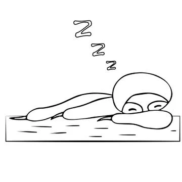 Cute sloth sleeping on a tree. isolated outline vector illustration Stock Illustration