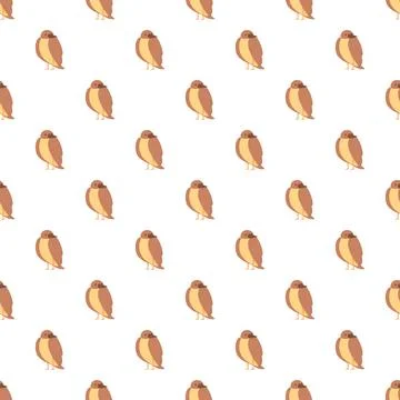 Cute small brown bird seamless pattern background Illustrazione stock