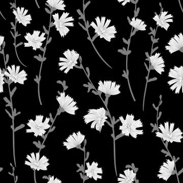 Cute small floral pattern. Black and white vector Illustrazione stock