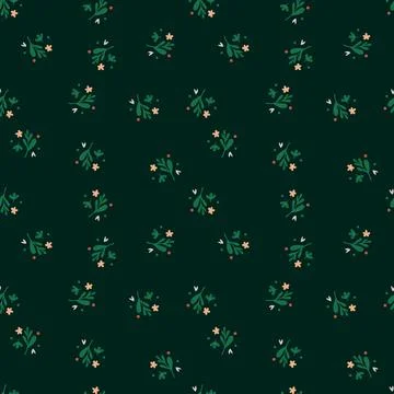 Cute small flowers and leaf seamless pattern. Floral endless wallpaper. Stock Illustration