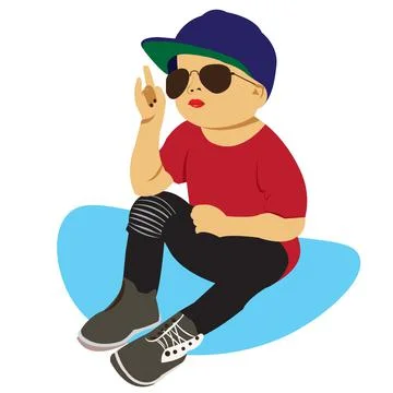 Cute Smart Boy Flat Character Illustration Stock Illustration