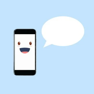 Cute smartphone with blank speech bubble. Elegant Design Illustrazione stock