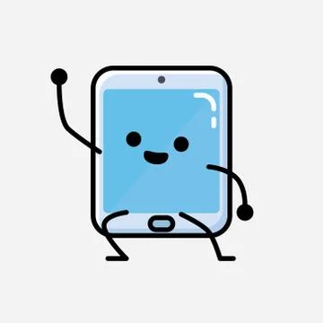 Cute Smartphone Mascot Vector Character in Flat Design Style Stock Illustration