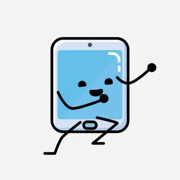 Cute Smartphone Mascot Vector Character in Flat Design Style Stock Illustration