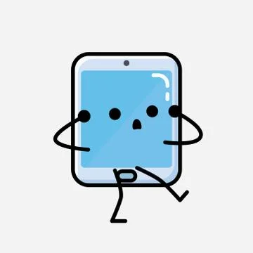 Cute Smartphone Mascot Vector Character in Flat Design Style Stock Illustration