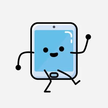 Cute Smartphone Mascot Vector Character in Flat Design Style Stock Illustration