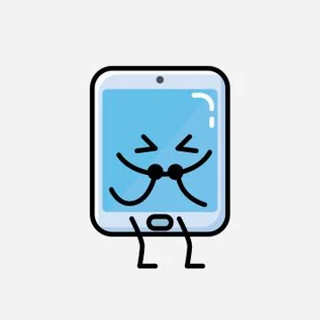 Cute Smartphone Mascot Vector Character in Flat Design Style Stock Illustration