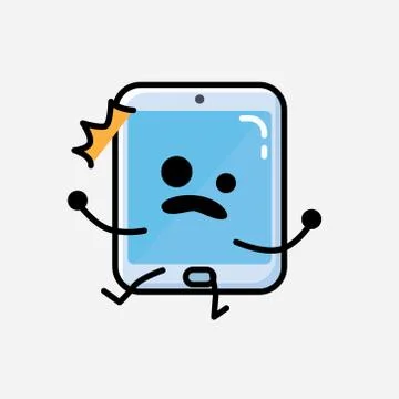 Cute Smartphone Mascot Vector Character in Flat Design Style Stock Illustration