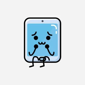 Cute Smartphone Mascot Vector Character in Flat Design Style Stock Illustration