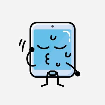 Cute Smartphone Mascot Vector Character in Flat Design Style Stock Illustration