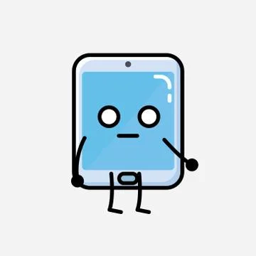 Cute Smartphone Mascot Vector Character in Flat Design Style Stock Illustration