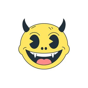Cute smile baby devil head monster cartoon character retro 30s animation st.. Illustrazione stock