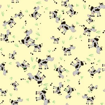 Cute smile cows seamless pattern,cartoon illustration eps10 Stock Illustration