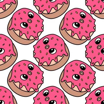 Cute smile donut seamless pattern textile print. repeat pattern background de Illustrazione stock