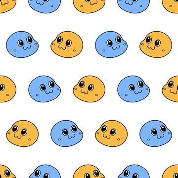 Cute smile head seamless pattern textile print. repeat pattern background des イラスト素材