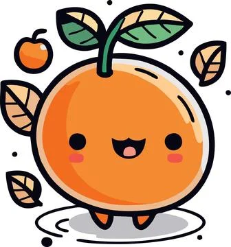 Cute smile orange character vector cartoon style Stock Illustration