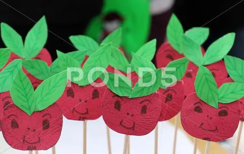 Cute smiley apple shaped handmade paperwork Stock Photos