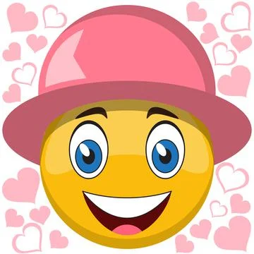 Cute smiley on the background of hearts. Stock Illustration