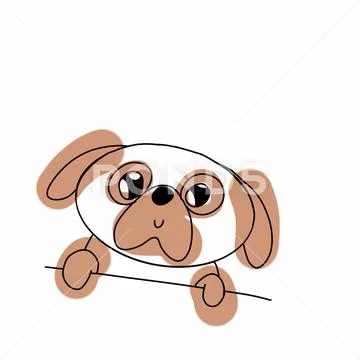 Cute smiling and peeking pet dog on white background Illustration