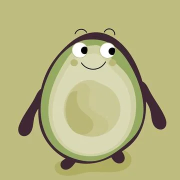 Cute Smiling Avocado Character Stock Illustration
