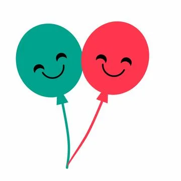 Cute Smiling Balloon Characters Vector Illustration, Red and Green Party Balloon Illustrazione stock