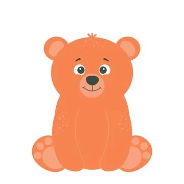 Cute smiling bear character. Funny sitting animal for poster, greeting card.. Stock Illustration